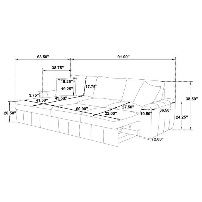 Pastrana Upholstered Sleeper Sectional Sofa LAF Chaise Grey