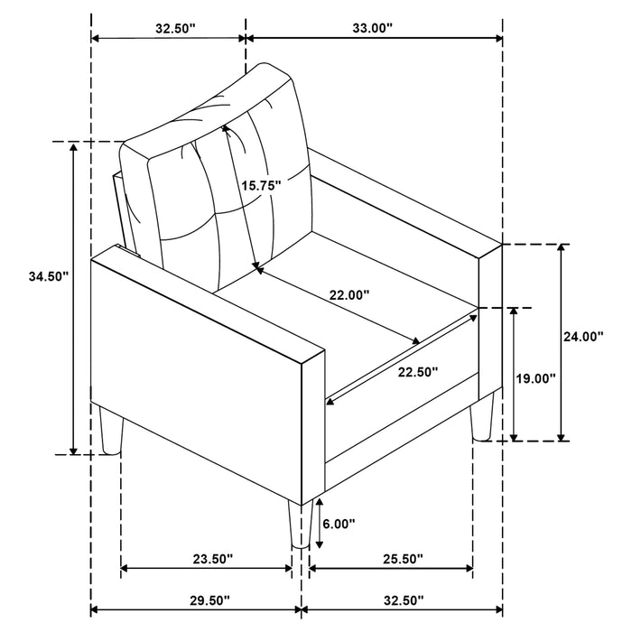 Bowen II 3-piece Fabric Upholstered Track Arm Sofa Set Rust