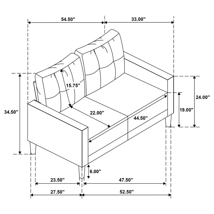 Bowen II Fabric Upholstered Track Arm Loveseat Rust