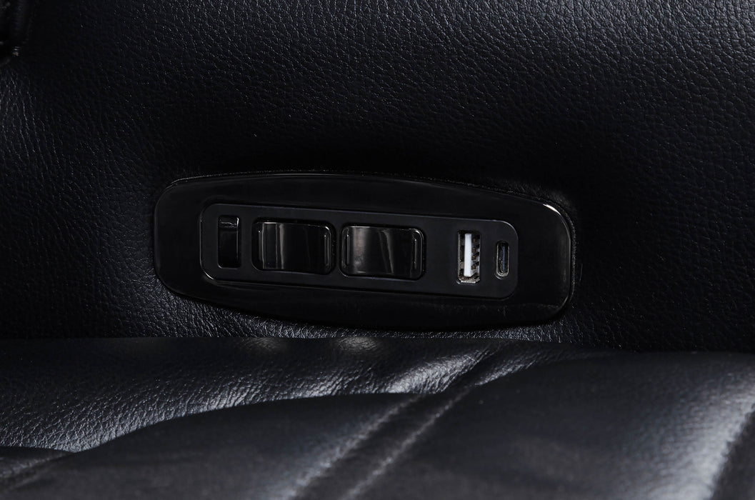 Zuma 3-piece Faux Leather Dual Power LED Sofa Set Black