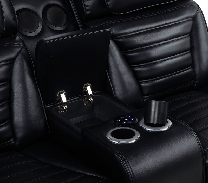 Zuma 3-Piece Dual Power Reclining Sofa Set with Bluetooth Black