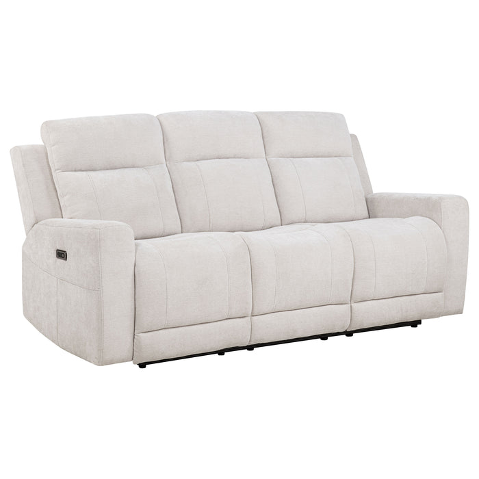 Kennett 3-piece Chenille Power Reclining Sofa Set Ivory