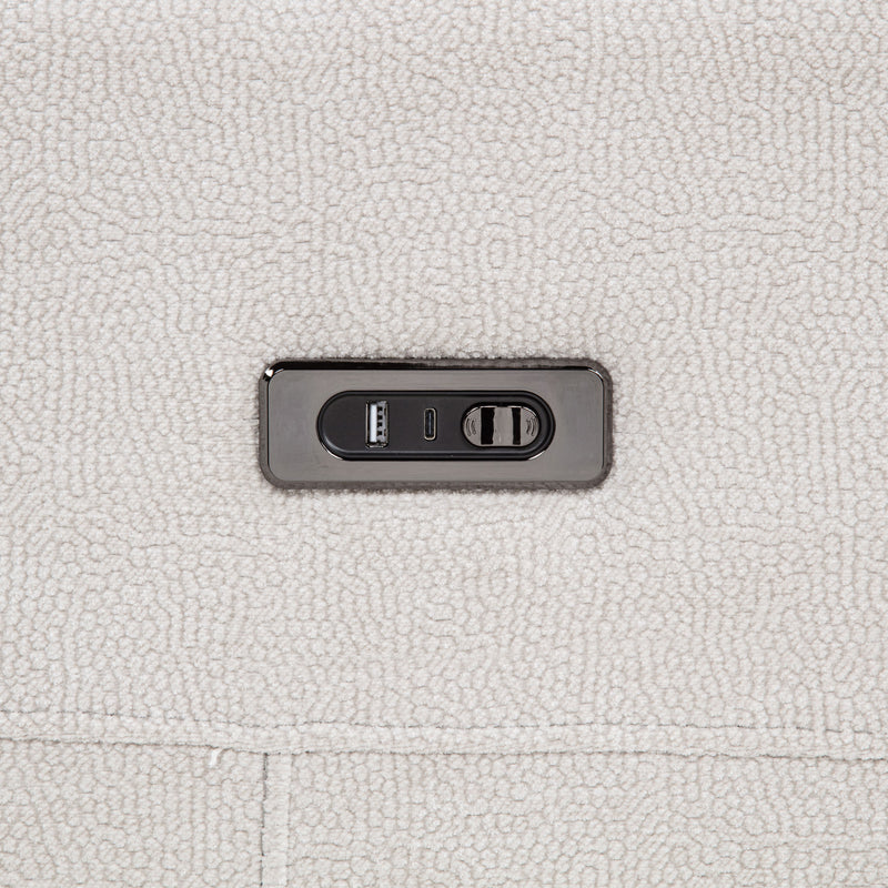Kennett Chenille Upholstered Power Reclining Loveseat Ivory