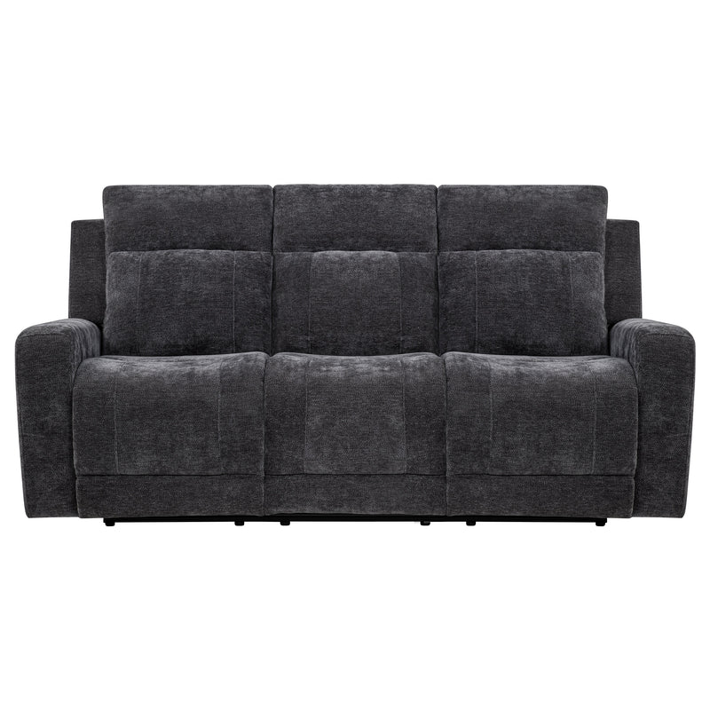 Kennett Chenille Upholstered Power Reclining Sofa Dark Grey
