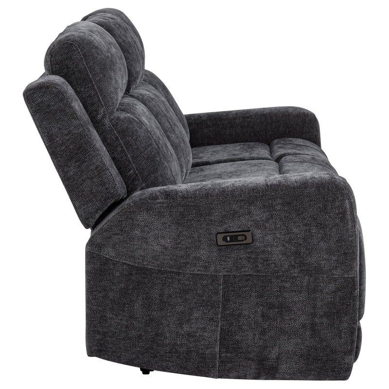 Kennett Chenille Upholstered Power Reclining Sofa Dark Grey
