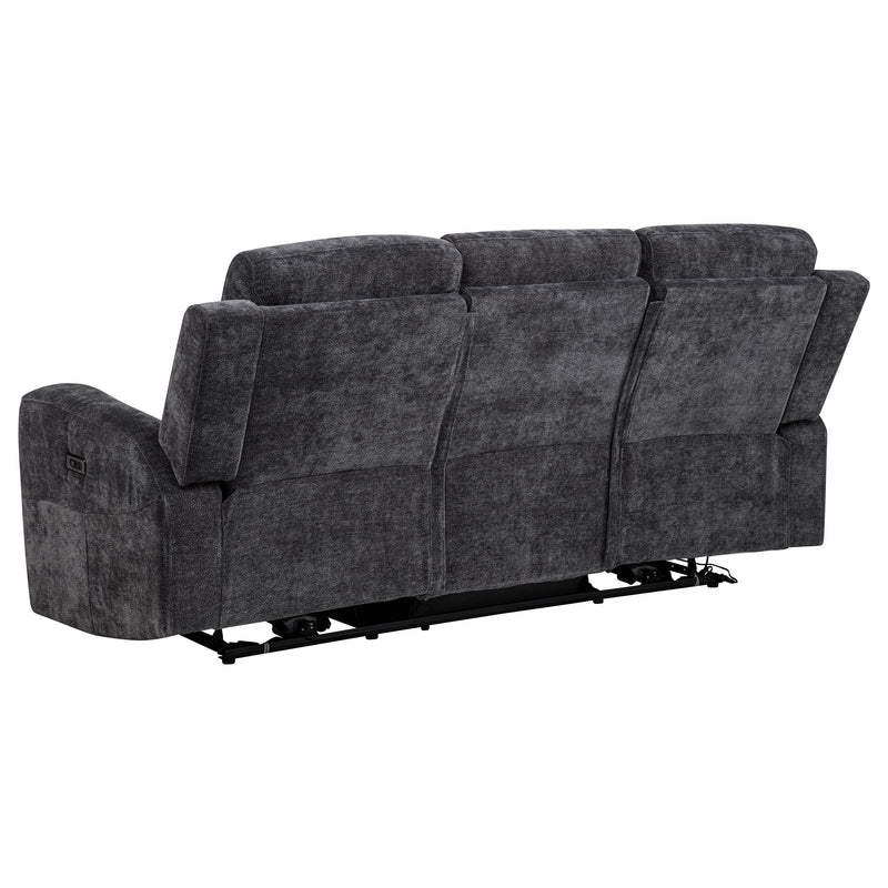 Kennett 2-piece Chenille Power Reclining Sofa Set Dark Grey