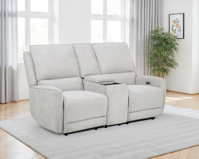 Sylmar Chenille Upholstered Power Reclining Loveseat Dove Grey