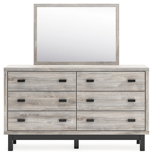 Vessalli King Panel Bed with Mirrored Dresser, Chest and Nightstand