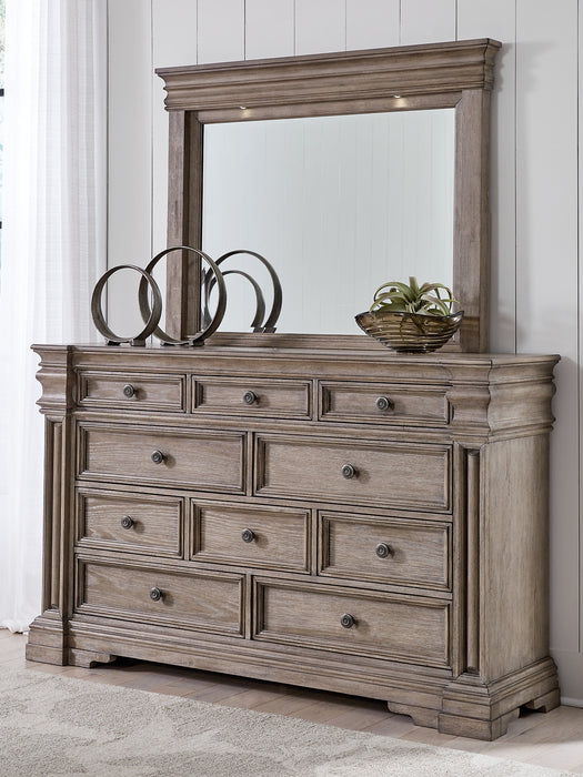 Blairhurst King Panel Bed with Mirrored Dresser, Chest and Nightstand