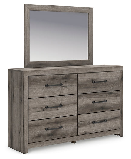 Graystorm Twin Panel Bed with Storage with Mirrored Dresser and Nightstand