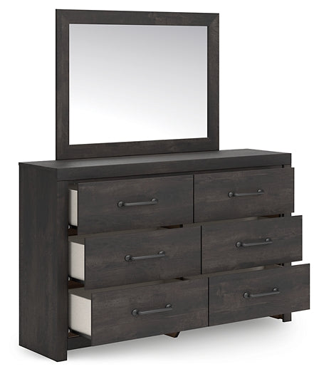Hollivern Twin Panel Bed with Mirrored Dresser, Chest and Nightstand