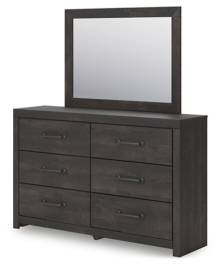 Hollivern Full Panel Bed with Storage with Mirrored Dresser