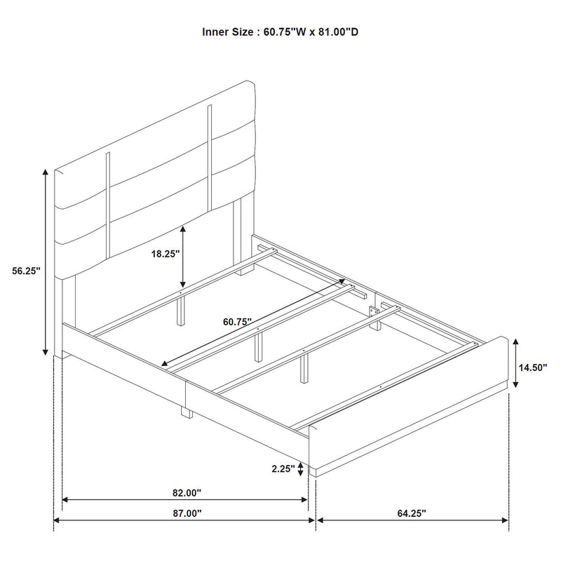 Ines 56-inch Fabric Upholstered Queen Panel Bed Grey