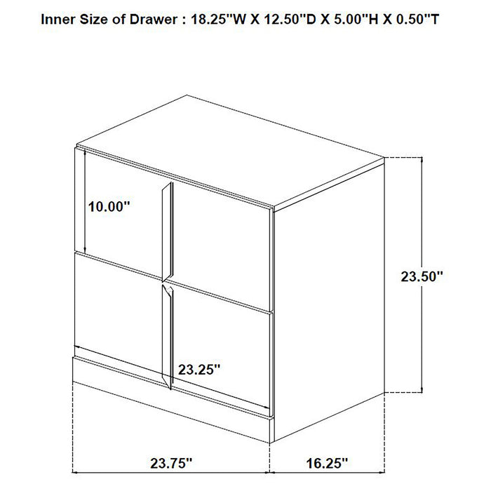 Ines 2-drawer Nightstand Bedside Table White High Gloss