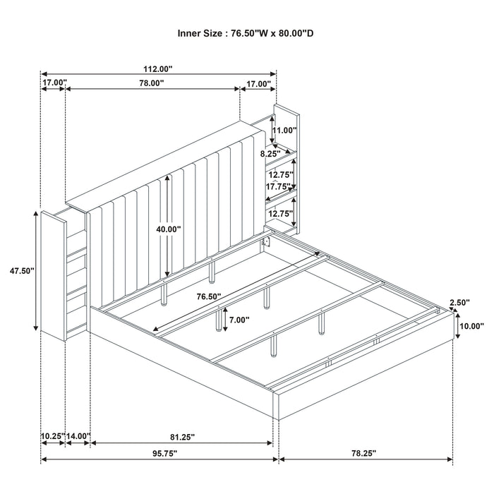 Arielle 5-piece Eastern King Bedroom Set Light Oak