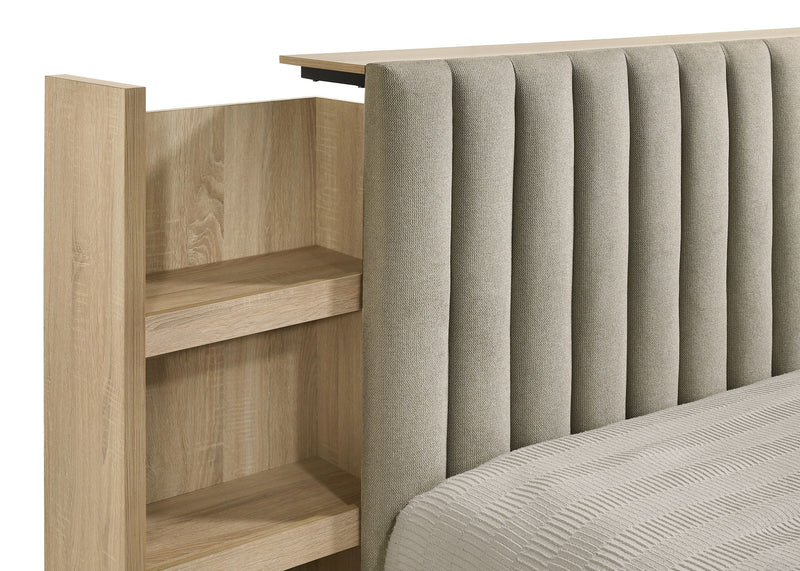 Arielle 4-Piece Queen Upholstered Bedroom Set Light Oak