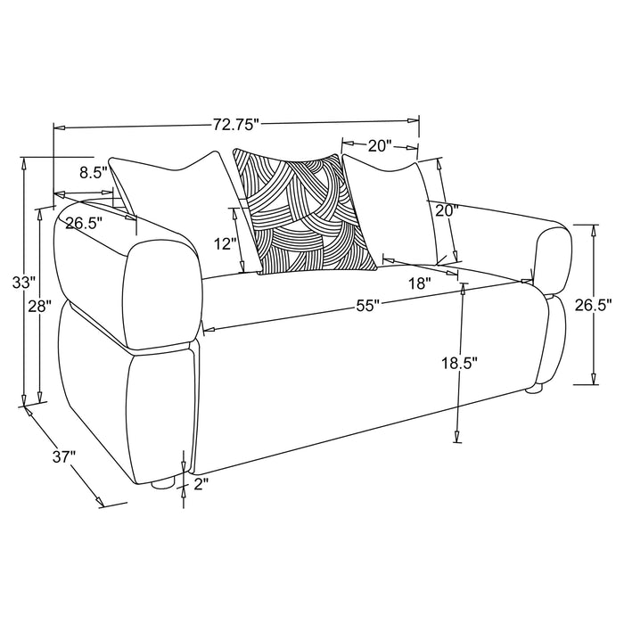 Jeanette 73-inch Fabric Upholstered Round Arm Loveseat Beige