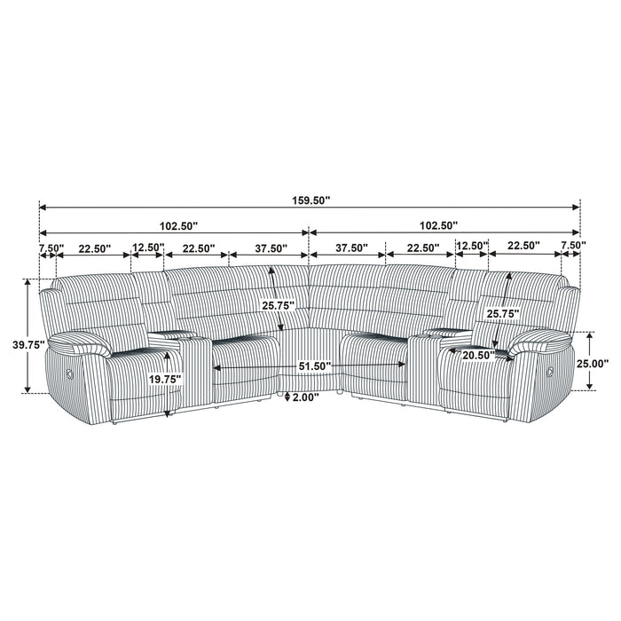 Atkinson Upholstered Reclining Sectional Sofa Black