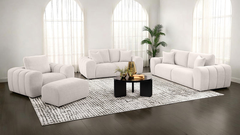 Burnett 4-piece Chenille Upholstered Sofa Set Ivory