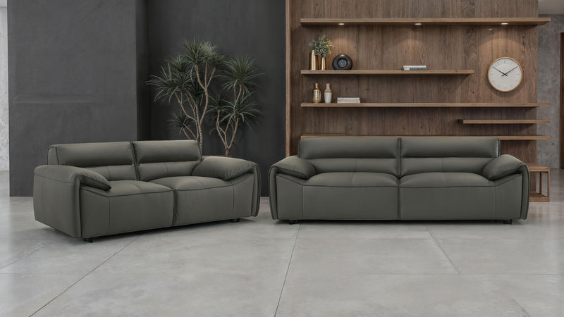 Buxton Top Grain Leather Upholstered Loveseat Graphite