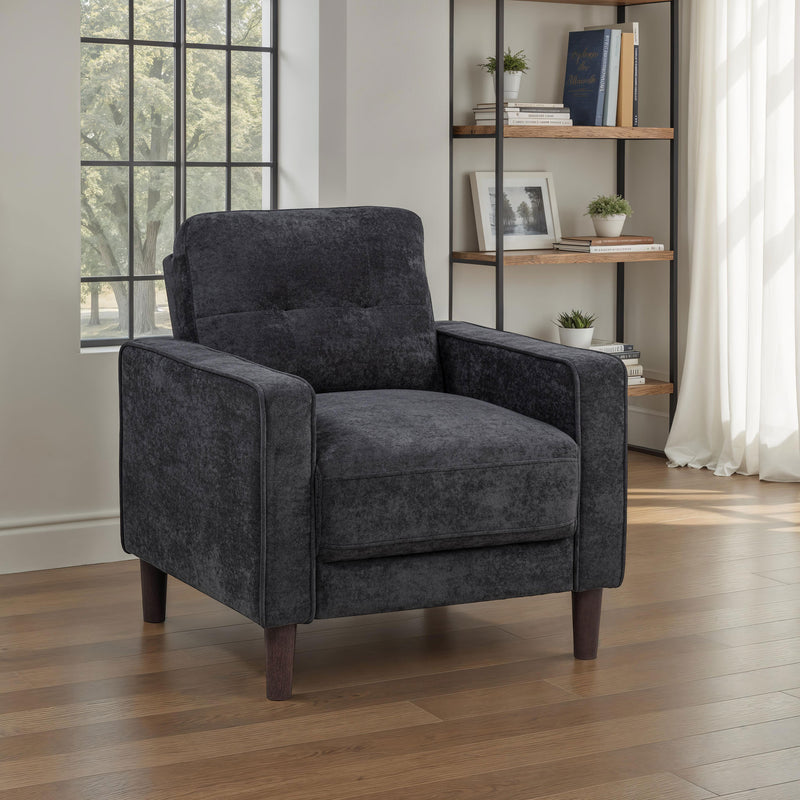 Bowen II Fabric Upholstered Track Arm Chair Steel Grey