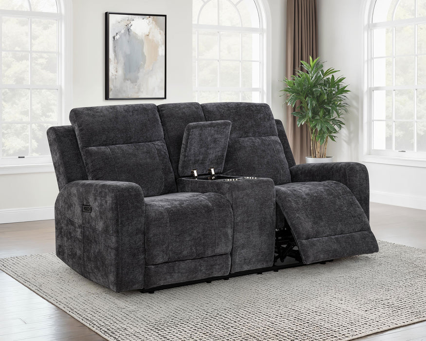 Kennett Chenille Upholstered Power Reclining Loveseat Grey