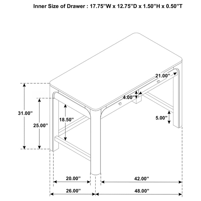 Solano 2-drawer Makeup Table Vanity Desk Weathered Mango