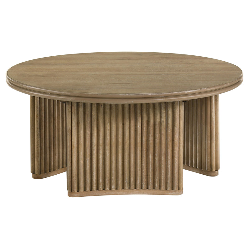 Adina 2-piece Round Coffee Table Set Distressed Light Brown