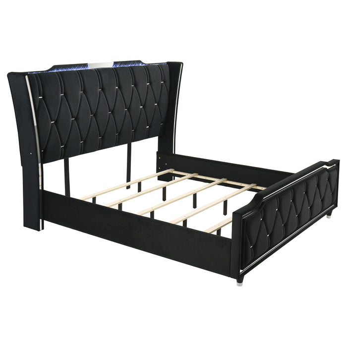 Lorient Eastern King LED Upholstered Bed Black