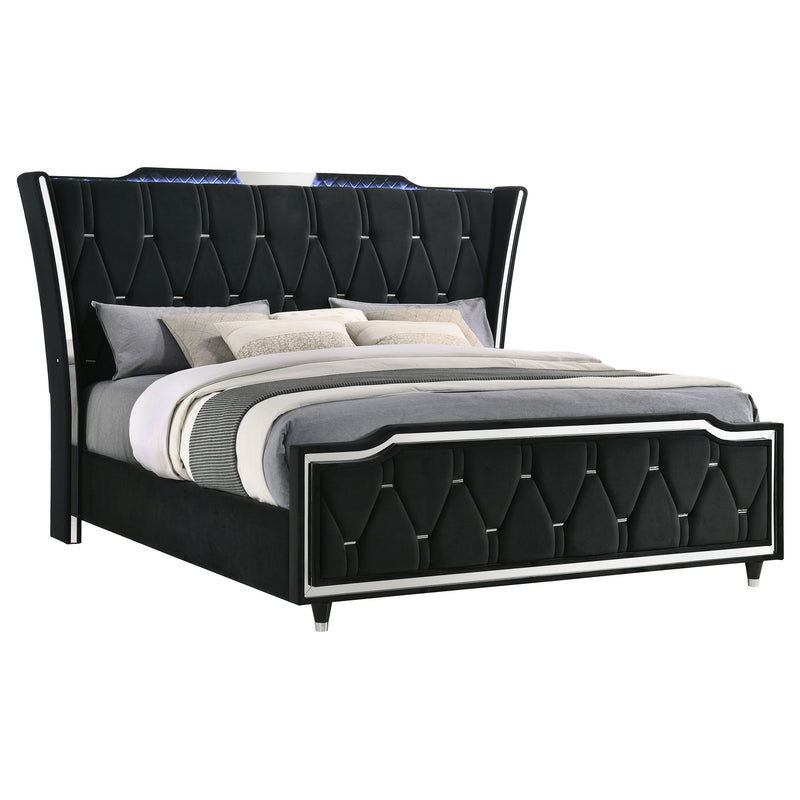 Lorient Eastern King LED Upholstered Bed Black
