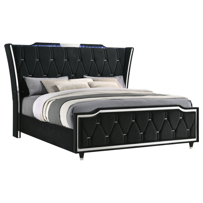 Lorient Eastern King LED Upholstered Bed Black