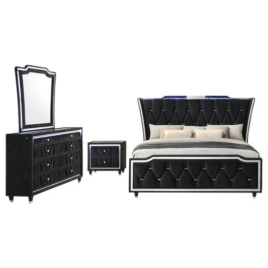Lorient 4-piece Eastern King Bedroom Set Black