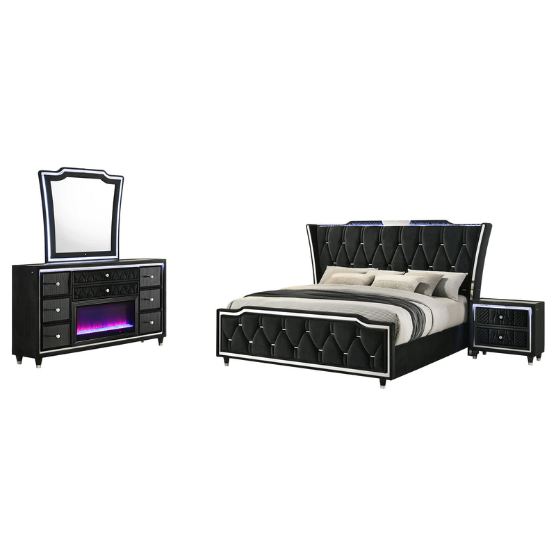 Lorient 4-piece Eastern King Bedroom Set Black