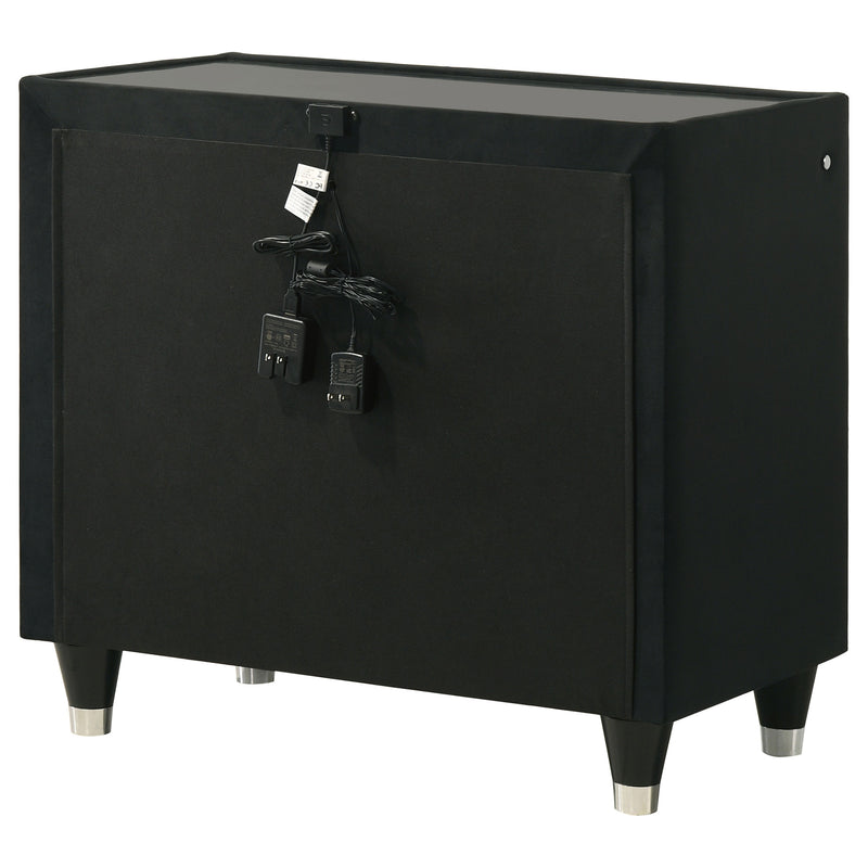 Lorient 2-drawer LED Nightstand with USB Black