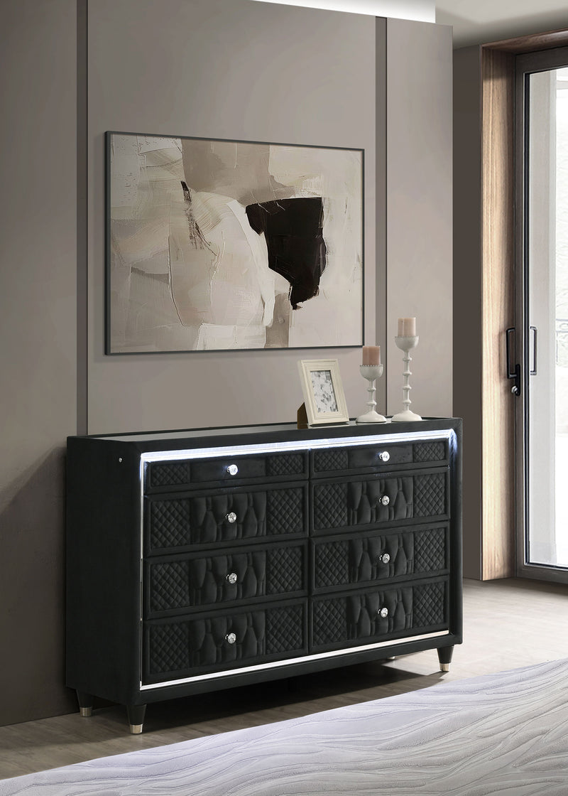 Lorient 8-drawer LED Bedroom Dresser Cabinet Black