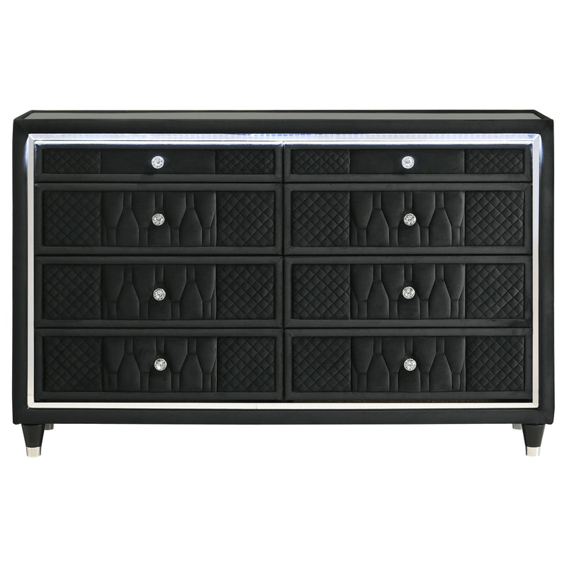 Lorient 8-drawer LED Bedroom Dresser Cabinet Black