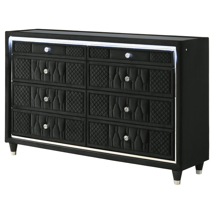 Lorient 8-drawer LED Bedroom Dresser Cabinet Black