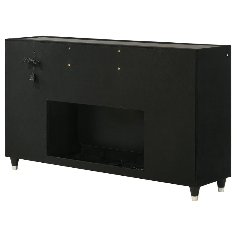 Lorient 8-drawer LED Bedroom Flame Box Dresser Black