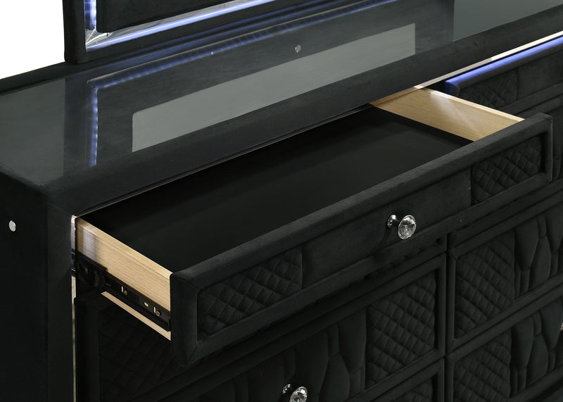 Lorient 8-drawer LED Dresser with Mirror Black