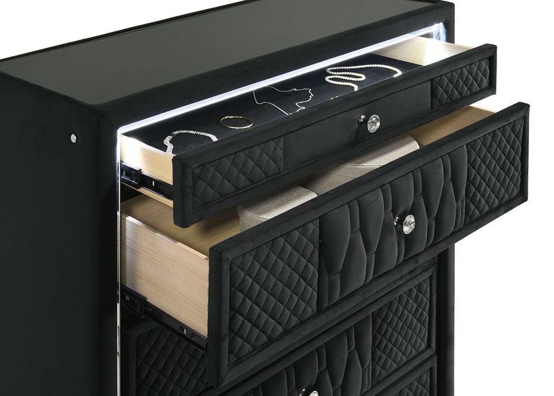 Lorient 5-drawer LED Chest of Drawers Black