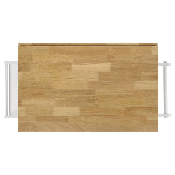 Jalen 3-door Mobile Kitchen Cart Natural Brown and White