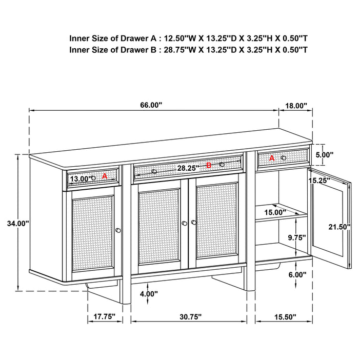 Kailani 10-piece Wood Dining Set with Sideboard Beige Oak
