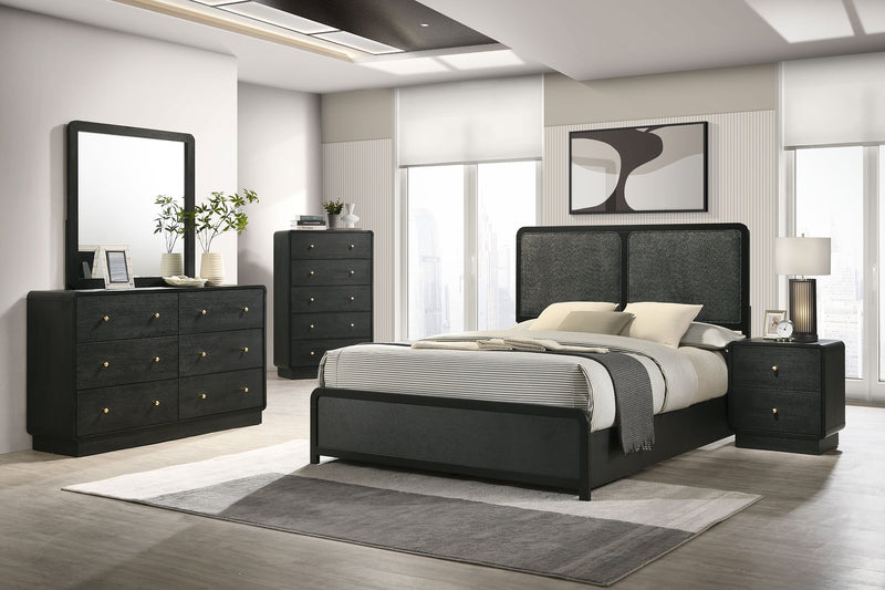 Cavelle 51-inch Upholstered Queen Panel Bed Black