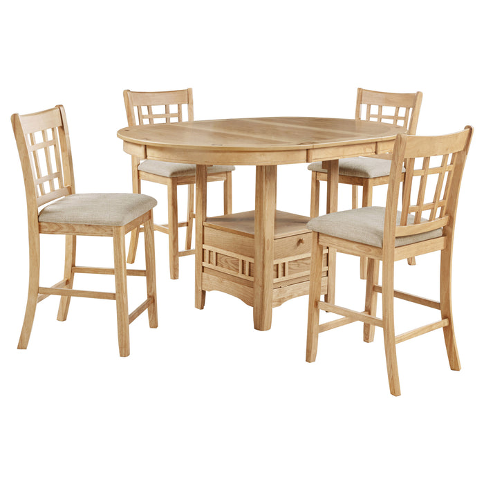 Lavon 5-piece Oval Counter Height Dining Set Light Oak