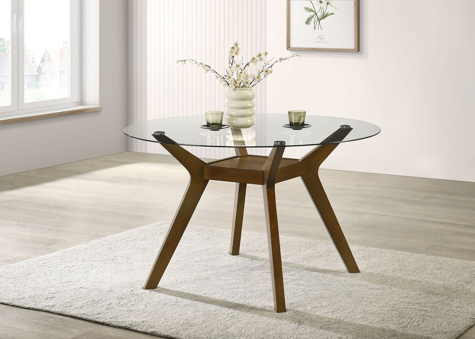 Paxton Round 48-inch Glass Top Wood Dining Table Brown