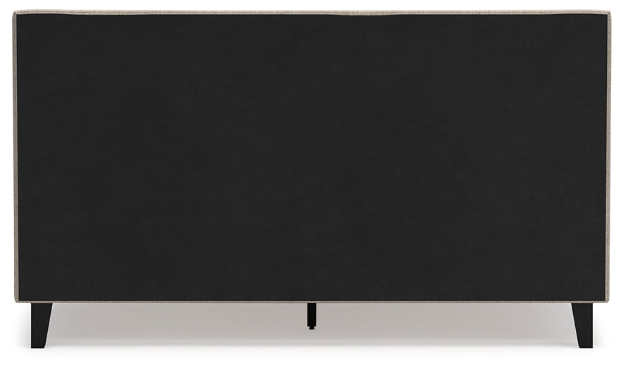 Cielden California King Upholstered Bed with Roll Slats, Dresser, Mirror, Chest and Nightstand