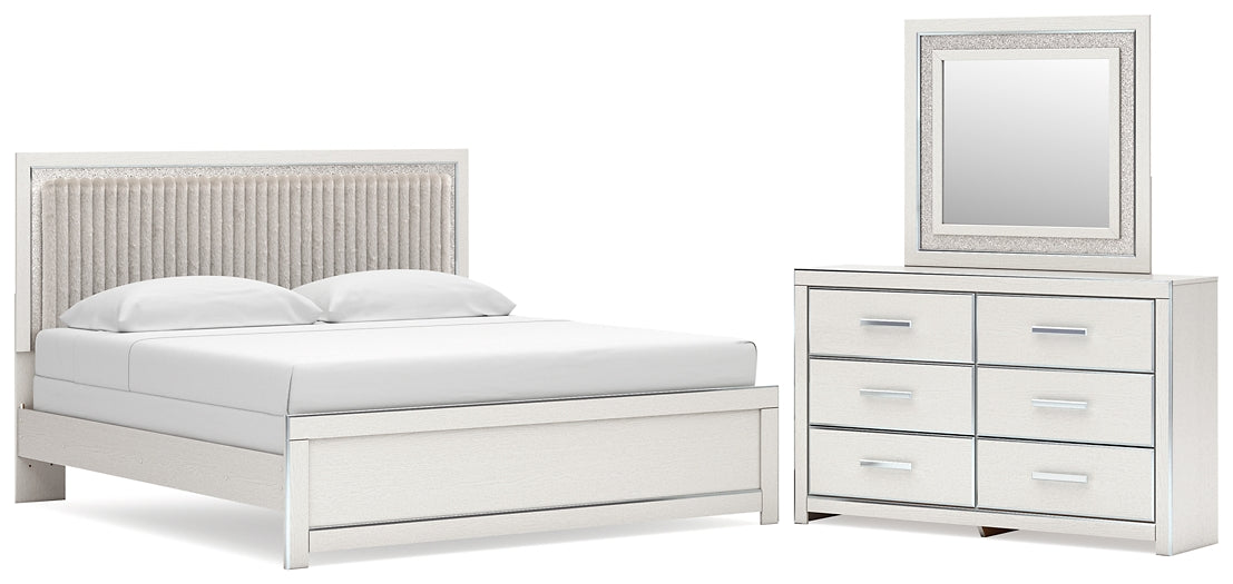 Zuraleus King Upholstered Panel Bed, Dresser and Mirror