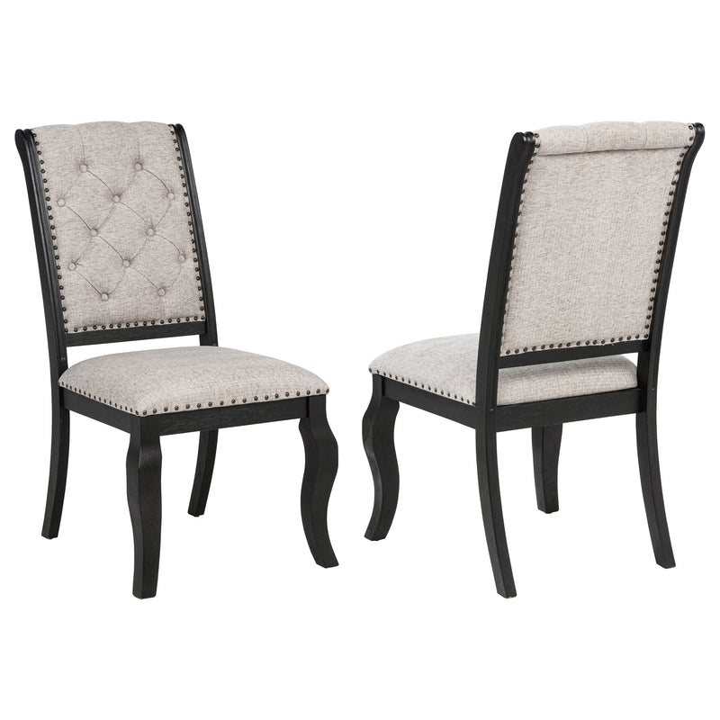 Phelps Upholstered Dining Side Chair Tan Distressed Noir (Set of 2)