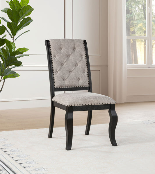 Phelps Upholstered Dining Side Chair Tobacco and Distressed Noir