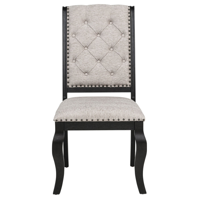 Phelps Upholstered Dining Side Chair Tobacco and Distressed Noir